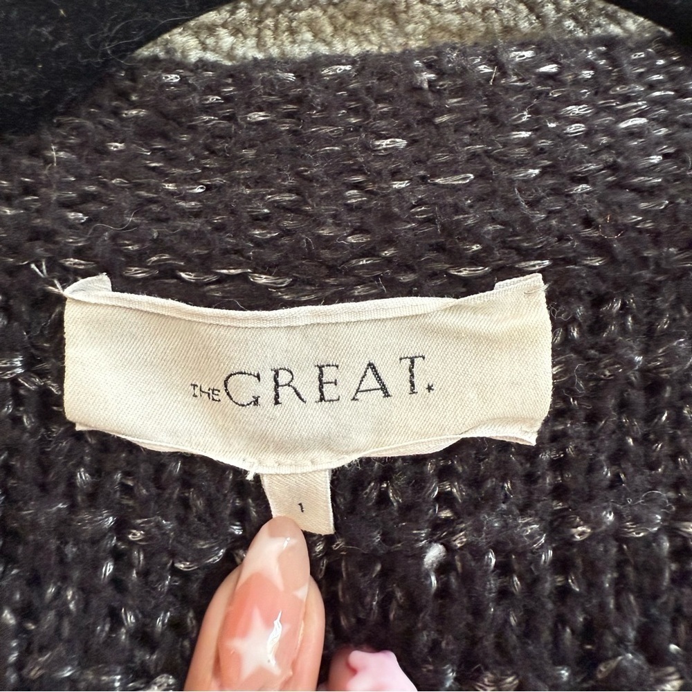 The Great Monster loop knit yarn cardigan sweater Metallic Black 1 Small - Picture 3 of 8